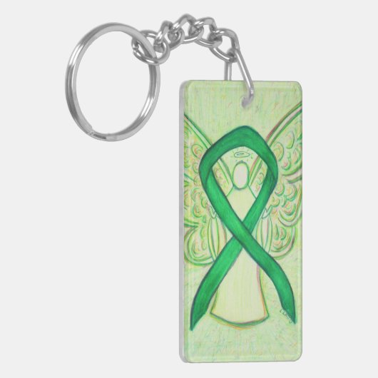Groene bewustzijn Ribbon Angel - sleutelketen Sleutelhanger (Voorkant Links)