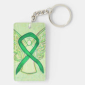 Groene bewustzijn Ribbon Angel - sleutelketen Sleutelhanger (achterkant)