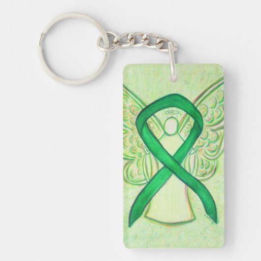 Groene bewustzijn Ribbon Angel - sleutelketen Sleutelhanger (Voorkant)
