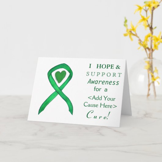 Groene Bewustzijnslint Aangepaste oorzaak Wenskaar Kaart (Gele Bloem)