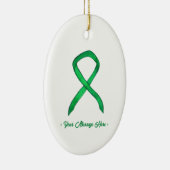 Groene Bewustzijnslint Art Custom Hanger Ornament (Rechts)