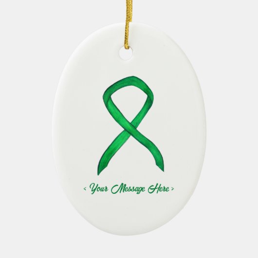 Groene Bewustzijnslint Art Custom Hanger Ornament (Voorkant)