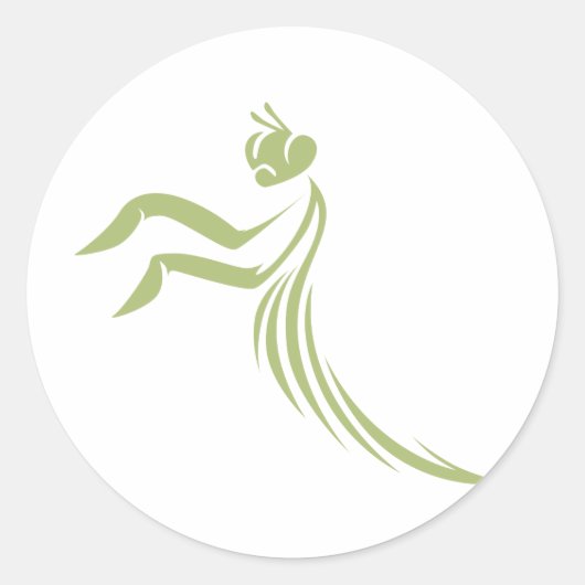 Groene bidsprinkhaan Logo Ronde Sticker (Voorkant)