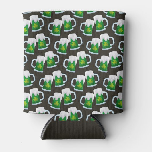 Groene bier en shamrocks blikjeskoeler (Voorkant)