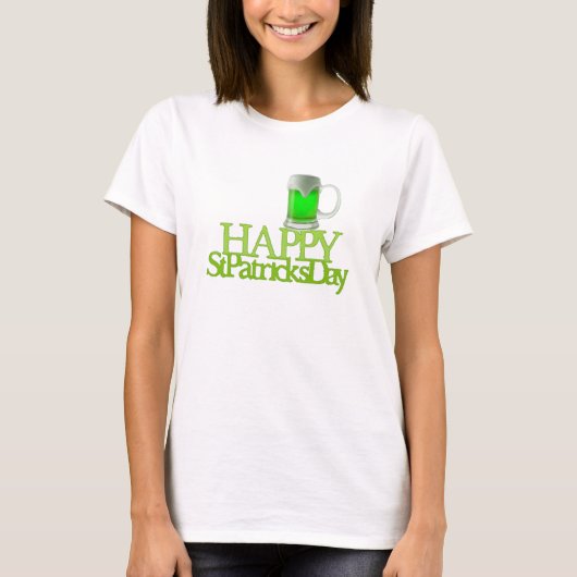 Groene Bier Gelukkige St. Patrick's Dag T-shirt (Voorkant)