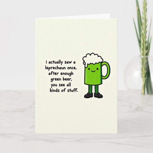 Groene Bier Leprechaun Kaart (Voorkant)