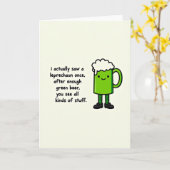 Groene Bier Leprechaun Kaart (Gele Bloem)