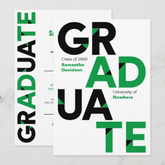 Groene Big Bold Angle-Cut Afstuderen Kaart