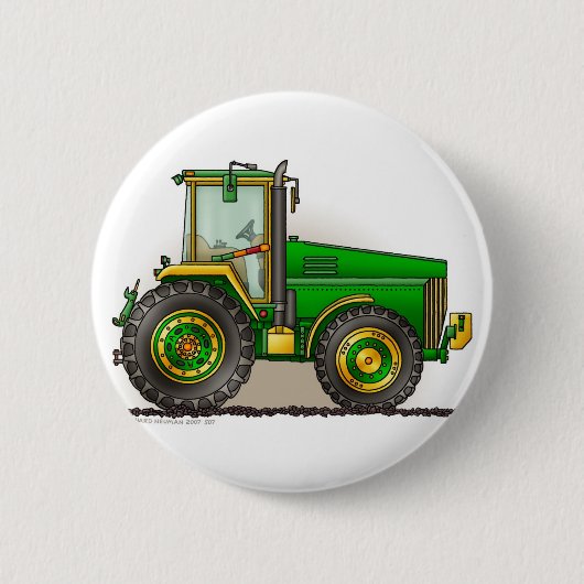 Groene Big Tractor Pins Ronde Button 5,7 Cm (Voorkant)