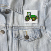 Groene Big Tractor Pins Vierkante Button 5,1 Cm (In situ)
