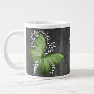 Groene bijtende Butterfly gepersonaliseerd Grote Koffiekop