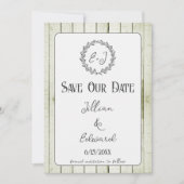 Groene bijtende monogram bespaart de datum aankondiging (Voorkant)