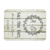 Groene bijtende monogram sparen de Datum Magnet Magneet (Horizontaal)