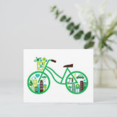 Groene Bike Green Bikers gaan op groene dag Briefkaart (Staand voorkant)