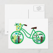Groene Bike Green Bikers gaan op groene dag Briefkaart (Voorkant / Achterkant)