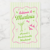 Groene Bikinibroekjes & Martinis Afscheidscadeaufe Wijn Etiket (Enkel label)