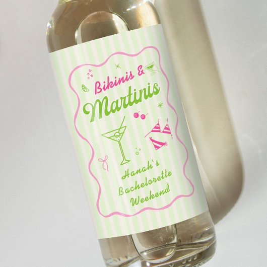 Groene Bikinibroekjes & Martinis Afscheidscadeaufe Wijn Etiket