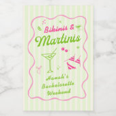 Groene Bikinibroekjes & Martinis Afscheidspartij Wijn Etiket (Enkel label)