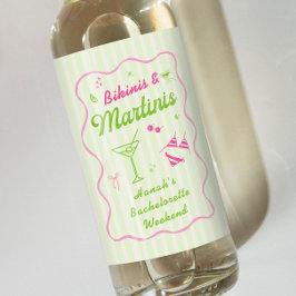 Groene Bikinibroekjes & Martinis Afscheidspartij Wijn Etiket