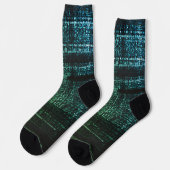 Groene binaire code cyberpunk computersokken sokken (Links)