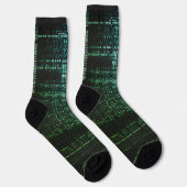 Groene binaire code cyberpunk computersokken sokken (Rechts)