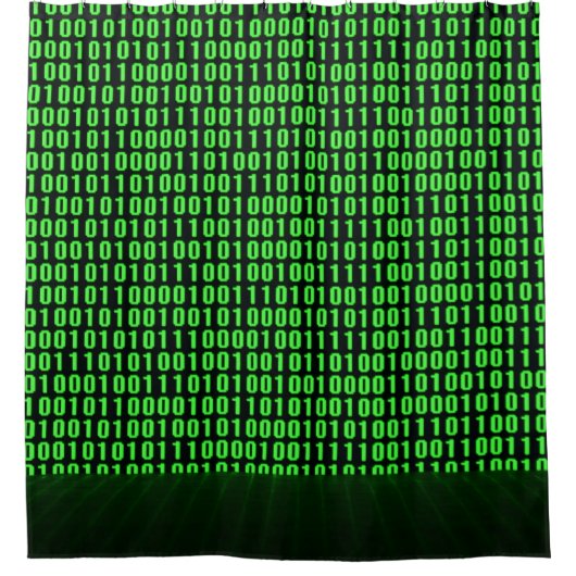 Groene Binaire Code Digitale Computer Douchegordijn (Voorkant)