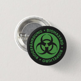 Groene biogevaarwaarschuwing ronde button 3,2 cm