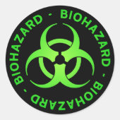 Groene biogevaarwaarschuwing ronde sticker (Voorkant)