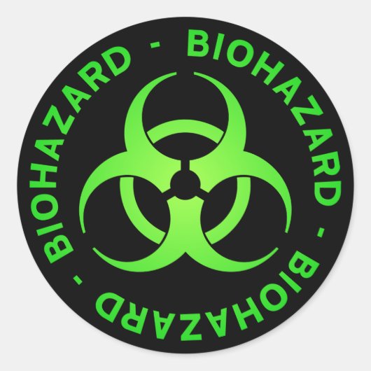 Groene biogevaarwaarschuwing ronde sticker (Voorkant)