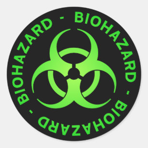 Groene biogevaarwaarschuwing ronde sticker