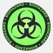 Groene biogevaarwaarschuwing ronde sticker (Voorkant)