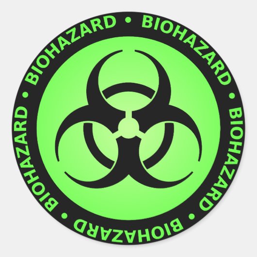 Groene biogevaarwaarschuwing ronde sticker (Voorkant)