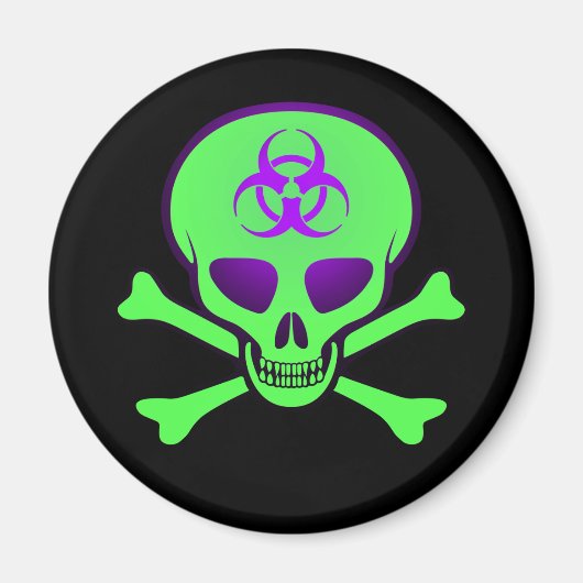 Groene Biohazard Skull Magnet (Voorkant)