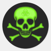 Groene Biohazard Skull Sticker (Voorkant)