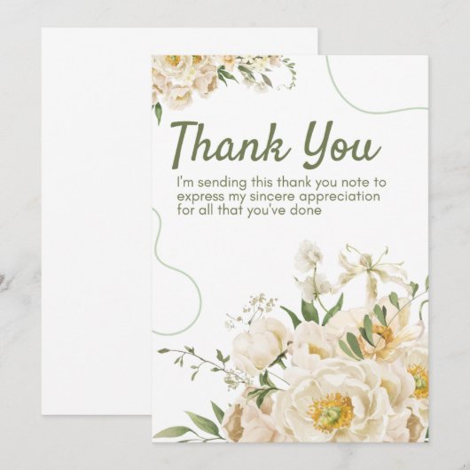 Groene Biologische Bloemen Dank u kaart (Voorkant / Achterkant)