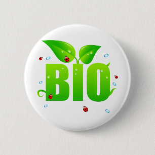Groene biologische natuurlijke ronde button 5,7 cm