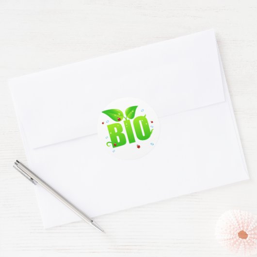 Groene biologische natuurlijke ronde sticker (Envelop)