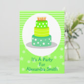 Groene Birthday Cake Birthday Party Kaart (Staand voorkant)