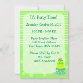 Groene Birthday Cake Birthday Party Kaart (Achterkant)