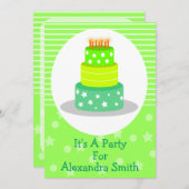 Groene Birthday Cake Birthday Party Kaart (Voorkant / Achterkant)