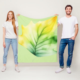GROENE BLAADJE FLEECE DEKEN