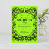 Groene Black Halloween Party Uitnodiging (Staand voorkant)
