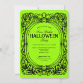 Groene Black Halloween Party Uitnodiging (Voorkant)