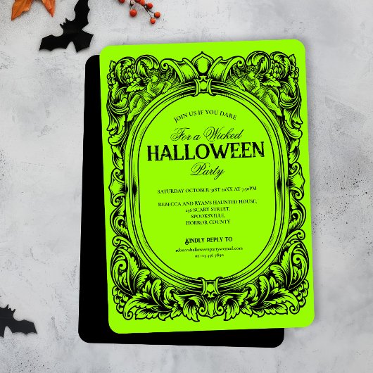 Groene Black Halloween Party Uitnodiging