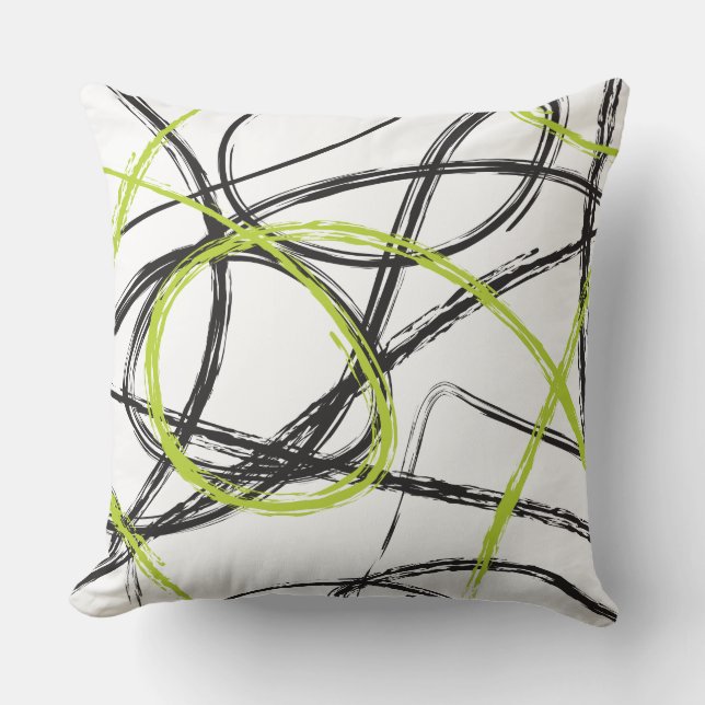 groene BLACK LINES DESIGN Retro Sierkussen (Voorkant)