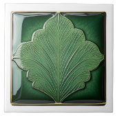 Groene Blad Art Deco Tegeltje (Voorkant)