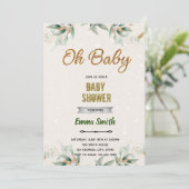 Groene blad baby shower thema uitnodiging (Staand voorkant)