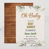 Groene blad baby shower thema uitnodiging (Voorkant / Achterkant)