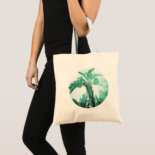 Groene blad bananenplant tote bag (Voorkant (product))
