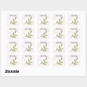 Groene Blad Bedankt Vierkante Sticker (Vel)